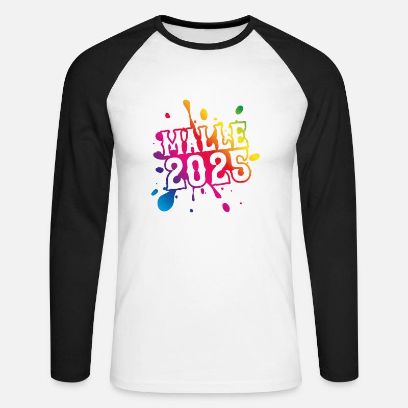 Malle 2025 Klecks - Unisex Baseballshirt langarm - Weiß/Schwarz