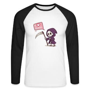 faucheur mignon amour - T-shirt baseball manches longues Homme - blanc/noir - Devant - Nik (191cm)