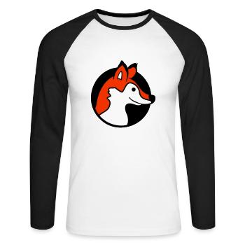 trou de renard roux renard sauvage animal peeps visage tête - T-shirt baseball manches longues Homme - blanc/noir - Devant - Nik (191cm)