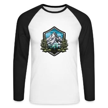 Mountains Winter Forest Peaks - Unisex Long Sleeve Baseball T-Shirt - white/black - Front - Nik (191cm)