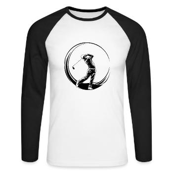 Golfer Sport - Unisex Baseballshirt langarm - Weiß/Schwarz - Vorne - Nik (191cm)