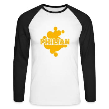 Peintre Philian - T-shirt baseball manches longues Homme - blanc/noir - Devant - Nik (191cm)