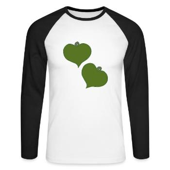 Pendentif coeur vert deux - T-shirt baseball manches longues Homme - blanc/noir - Devant - Nik (191cm)