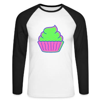 cupcake - Unisex Baseballshirt langarm - Weiß/Schwarz - Vorne - Nik (191cm)