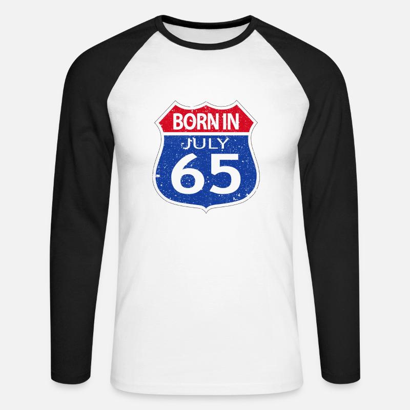 Geboren im Juli 1965 - Unisex Baseballshirt langarm - Weiß/Schwarz