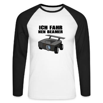 ich fahr nen beamer / coole Auto Designs - Unisex Baseballshirt langarm - Weiß/Schwarz - Vorne - Nik (191cm)