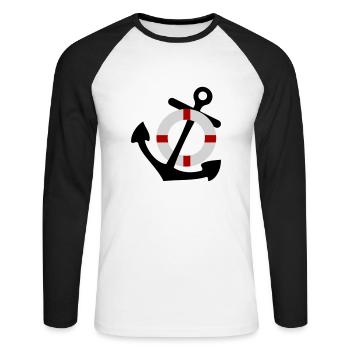 ancre et bouée - T-shirt baseball manches longues Homme - blanc/noir - Devant - Nik (191cm)