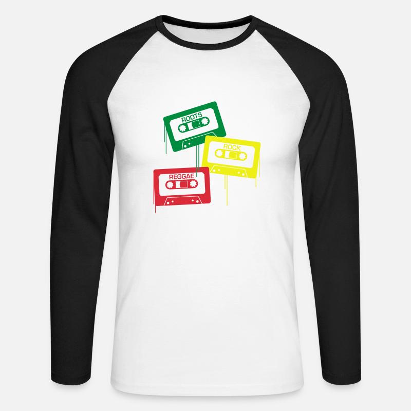 Roots, Rock, Reggae - Unisex Baseballshirt langarm - Weiß/Schwarz