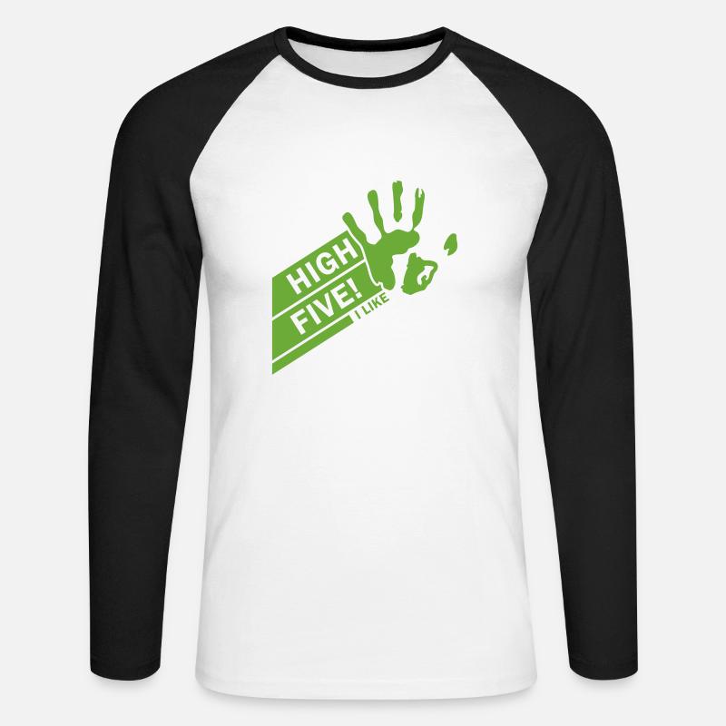 High Five einfarbig - Unisex Baseballshirt langarm - Weiß/Schwarz