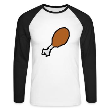 Meat - Unisex Baseballshirt langarm - Weiß/Schwarz - Vorne - Nik (191cm)