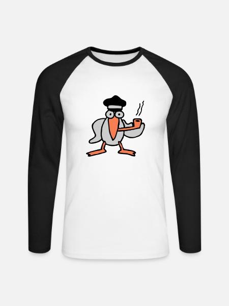 kapitaen_moewe - Unisex Long Sleeve Baseball T-Shirt - white/black