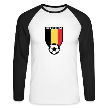 Maillot de fan de foot Belgique 2016 - T-shirt baseball manches longues Homme - blanc/noir - Devant - Nik (191cm)