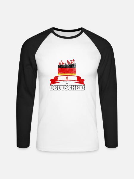 Deutscher Deutschland Deutsche Deutsch Geschenk - Unisex Baseballshirt langarm - Weiß/Schwarz