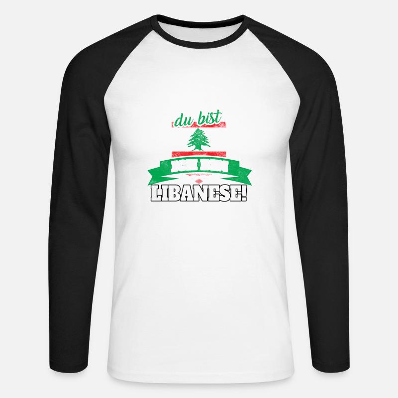 Libanese Libanon Libanesin Libanesisch Geschenk - Unisex Baseballshirt langarm - Weiß/Schwarz