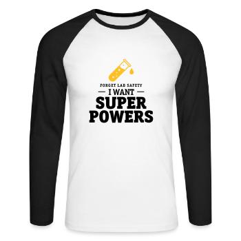 Forget lab safety, i want superpowers - T-shirt baseball manches longues Homme - blanc/noir - Devant - Nik (191cm)