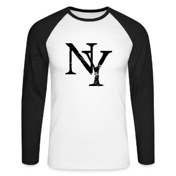 NY - New York - Chemise de danse - T-shirt baseball manches longues Homme - blanc/noir - Devant - Nik (191cm)