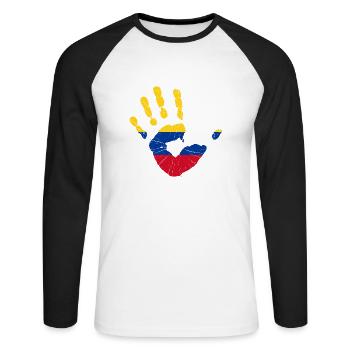 Colombie Drapeau drapeau de la main Drapeau colombien - T-shirt baseball manches longues Homme - blanc/noir - Devant - Nik (191cm)