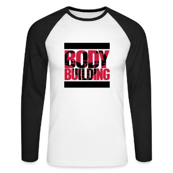 Musculation 1_2c - T-shirt baseball manches longues Homme - blanc/noir - Devant - Nik (191cm)
