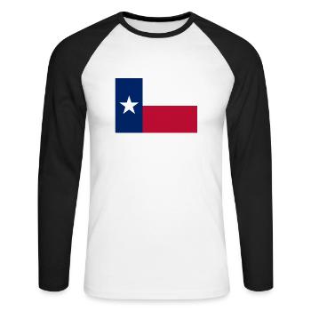Texas Texas flag drapeau - T-shirt baseball manches longues Homme - blanc/noir - Devant - Nik (191cm)