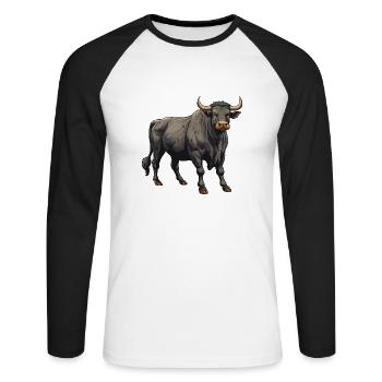 Bulle Tier - Unisex Baseballshirt langarm - Weiß/Schwarz - Vorne - Nik (191cm)