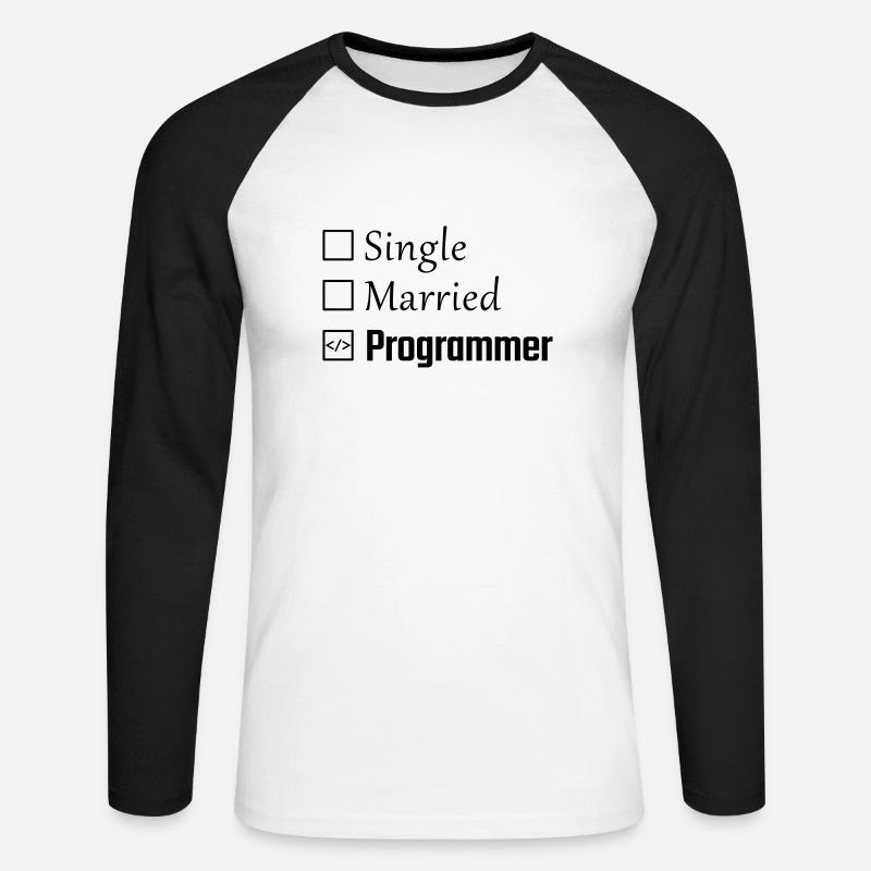 Single, verheiratet, Programmierer - Unisex Baseballshirt langarm - Weiß/Schwarz