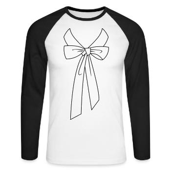 Shirt collar with bow - Unisex Long Sleeve Baseball T-Shirt - white/black - Front - Nik (191cm)
