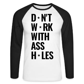 Motivation for the world of work - Unisex Long Sleeve Baseball T-Shirt - white/black - Front - Nik (191cm)