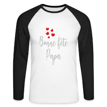 BONNE FÊTE PAPA. PAPA. FÊTE DES PÈRES. BONNE FÊTE - T-shirt baseball manches longues Homme - blanc/noir - Devant - Nik (191cm)