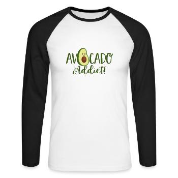 Avocado addict! -Healthy - fit-fitness vegetables - Unisex Long Sleeve Baseball T-Shirt - white/black - Front - Nik (191cm)