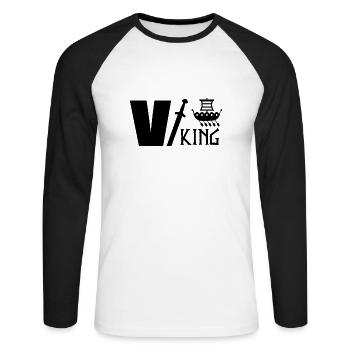 Wikinger - Unisex Baseballshirt langarm - Weiß/Schwarz - Vorne - Nik (191cm)