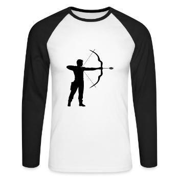 Bogenschießen Mann Symbol - Unisex Baseballshirt langarm - Weiß/Schwarz - Vorne - Nik (191cm)