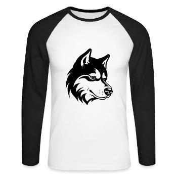 Husky Hund Kopf - Unisex Baseballshirt langarm - Weiß/Schwarz - Vorne - Nik (191cm)