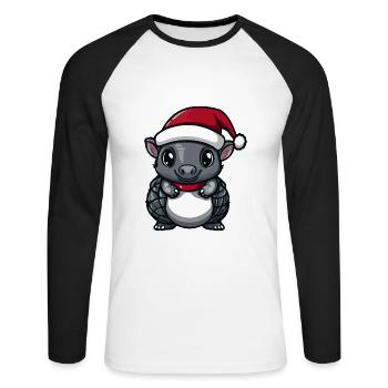 Armadillo Noël Noël - T-shirt baseball manches longues Homme - blanc/noir - Devant - Nik (191cm)