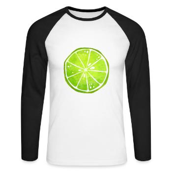 Lime Fruit Drink Costume Costume Tenue Sour Lemon - T-shirt baseball manches longues Homme - blanc/noir - Devant - Nik (191cm)