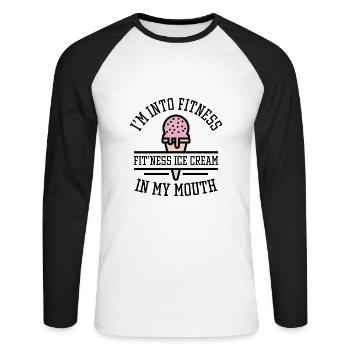 Je suis en forme - T-shirt baseball manches longues Homme - blanc/noir - Devant - Nik (191cm)
