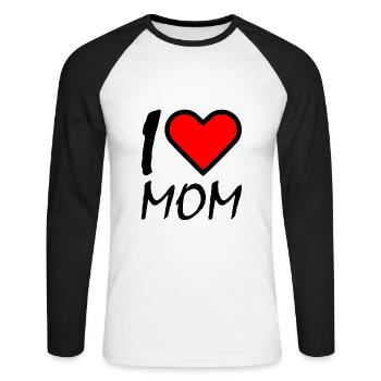 I love mom - T-shirt baseball manches longues Homme - blanc/noir - Devant - Nik (191cm)