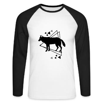 Wolf - Tierfreund Naturschutz - Unisex Baseballshirt langarm - Weiß/Schwarz - Vorne - Nik (191cm)