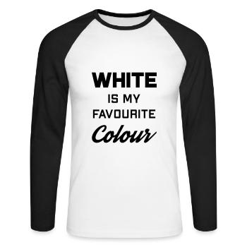 White is my favourite colour - Unisex Baseballshirt langarm - Weiß/Schwarz - Vorne - Nik (191cm)