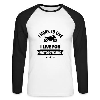 Motorcycle Love: Gift for Bikers! - Unisex Long Sleeve Baseball T-Shirt - white/black - Front - Nik (191cm)