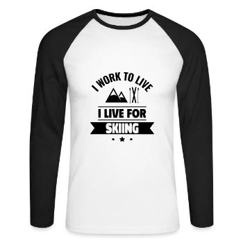 Cadeau parfait pour les amateurs de ski - T-shirt baseball manches longues Homme - blanc/noir - Devant - Nik (191cm)