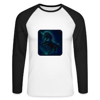 Licorne mystique sombre - T-shirt baseball manches longues Homme - blanc/noir - Devant - Nik (191cm)