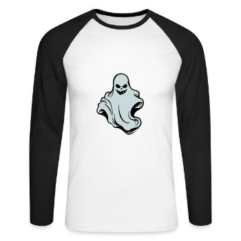 Der Geist - le fantôme - T-shirt baseball manches longues Homme - blanc/noir - Devant - Nik (191cm)