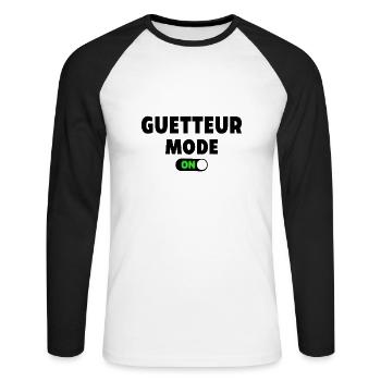 GUETTEUR MODE ON - T-shirt baseball manches longues Homme - blanc/noir - Devant - Nik (191cm)