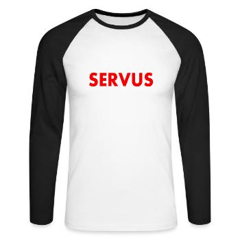 servus - Unisex Baseballshirt langarm - Weiß/Schwarz - Vorne - Nik (191cm)