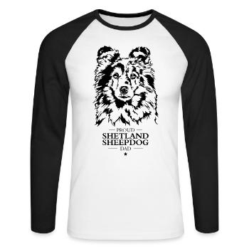 Shetland Sheepdog Dad Hunde Hund Sheltie Wilsigns - Unisex Baseballshirt langarm - Weiß/Schwarz - Vorne - Nik (191cm)