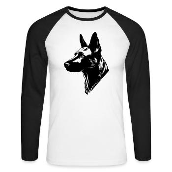 Belgian Malinois Portrait Belgian Shepherd Dog - Unisex Long Sleeve Baseball T-Shirt - white/black - Front - Nik (191cm)