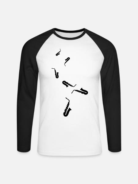 Trompete Symbol - Unisex Baseballshirt langarm - Weiß/Schwarz