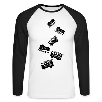 Voiture de pompiers - T-shirt baseball manches longues Homme - blanc/noir - Devant - Nik (191cm)