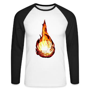 Fireball disco ball - Unisex Long Sleeve Baseball T-Shirt - white/black - Front - Nik (191cm)