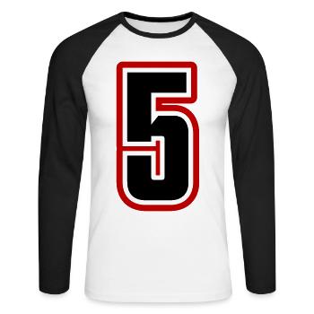 5 Number symbol - Unisex Long Sleeve Baseball T-Shirt - white/black - Front - Nik (191cm)